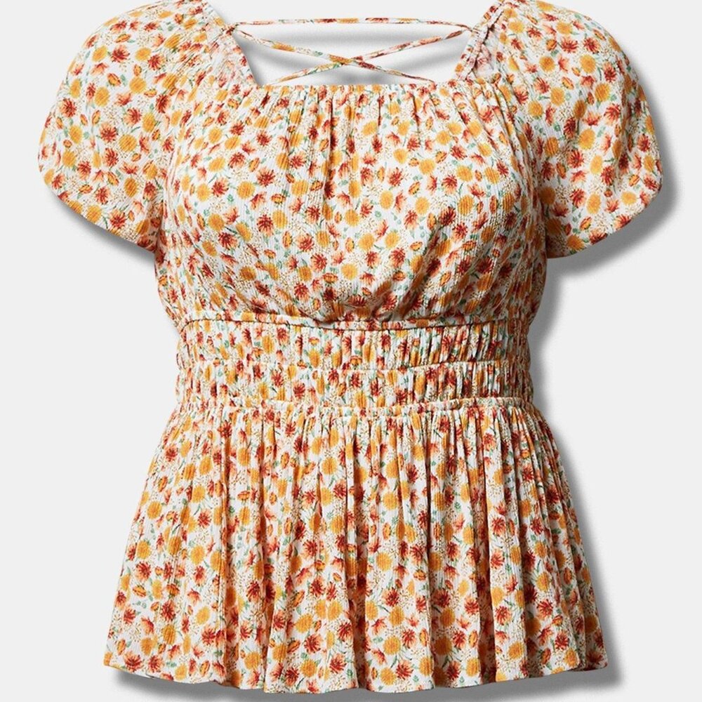 Torrid Crinkle Gauze Cris Cross Back Top size 3